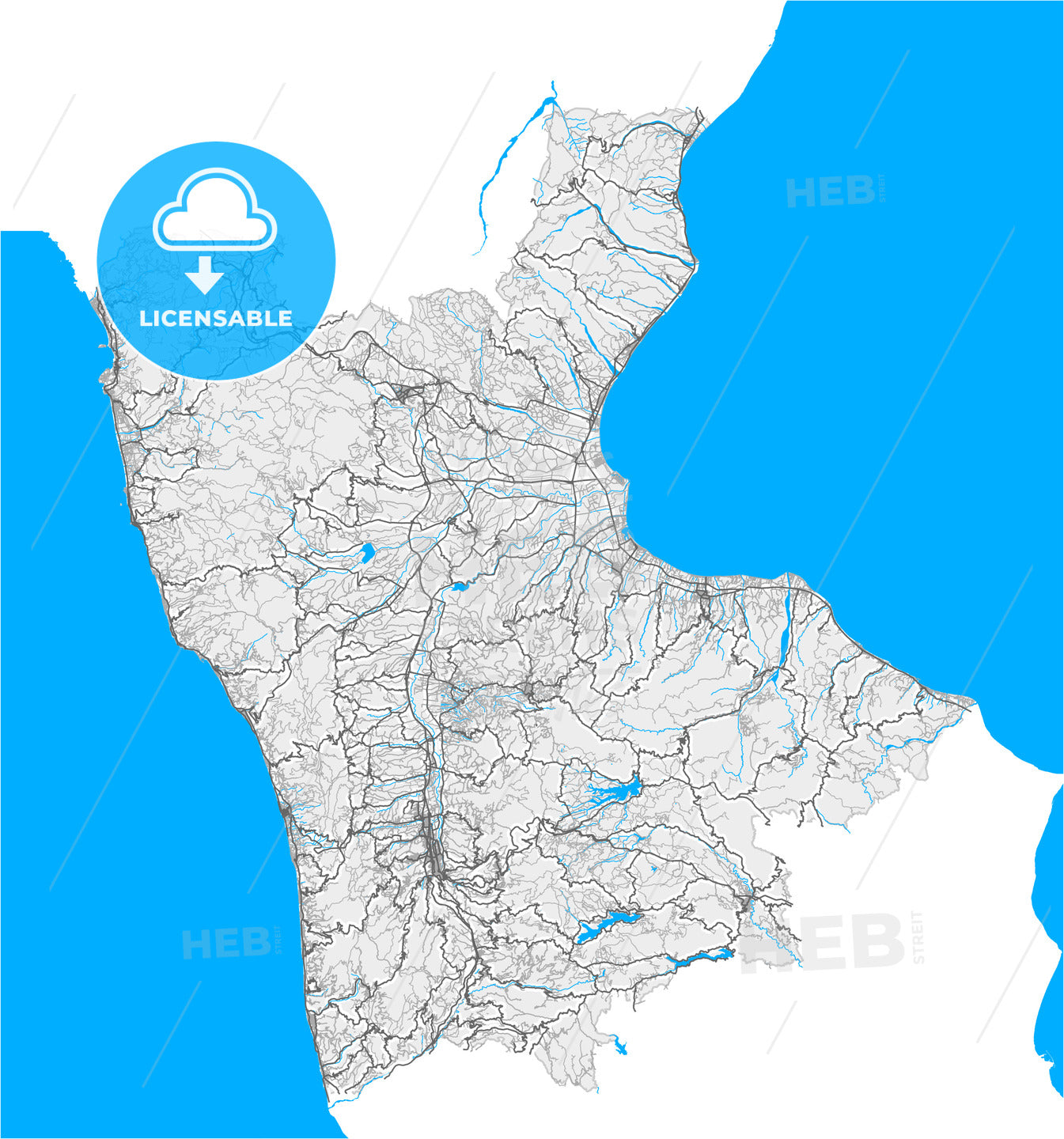 Cosenza, Calabria, Italy, high quality vector map