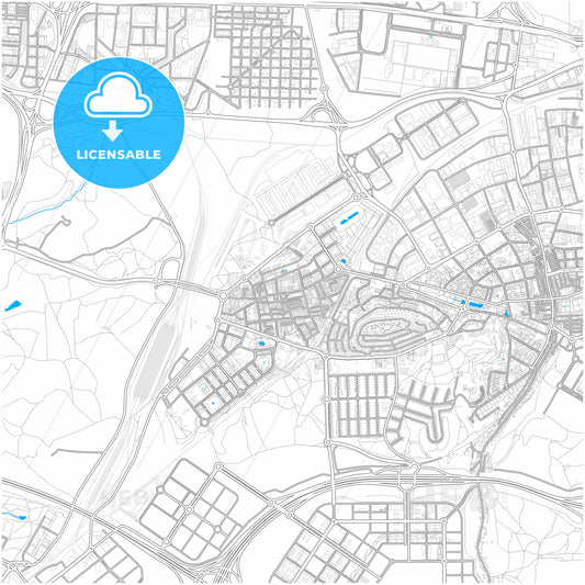 Coslada, Madrid, Spain, city map with high quality roads.