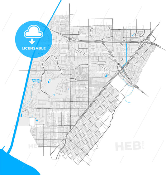 Costa Mesa, California, United States, high quality vector map