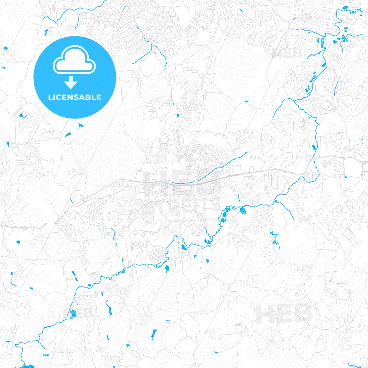 Cotia, Brazil PDF vector map with water in focus - HEBSTREITS