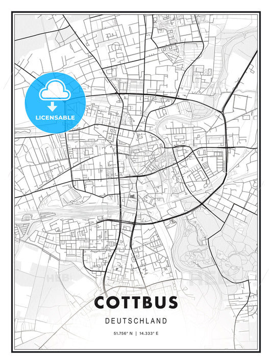 Cottbus, Germany, Modern Print Template in Various Formats - HEBSTREITS Sketches