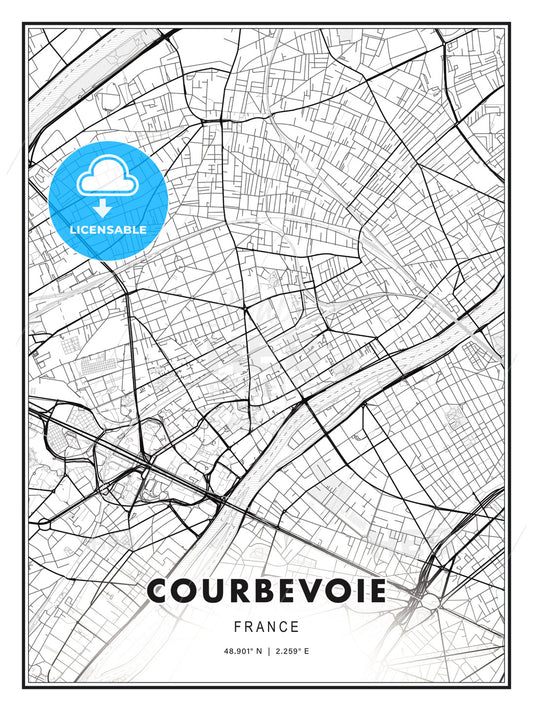 Courbevoie, France, Modern Print Template in Various Formats - HEBSTREITS Sketches