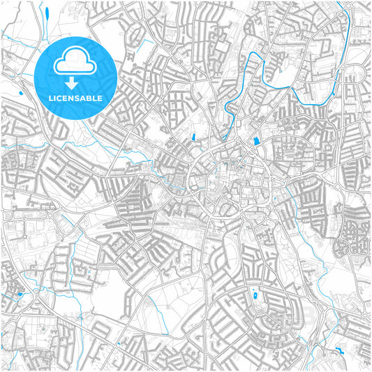 Coventry, West Midlands, England, city map with high quality roads.