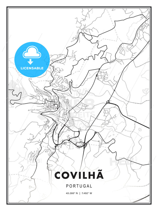 Covilhã, Portugal, Modern Print Template in Various Formats - HEBSTREITS Sketches