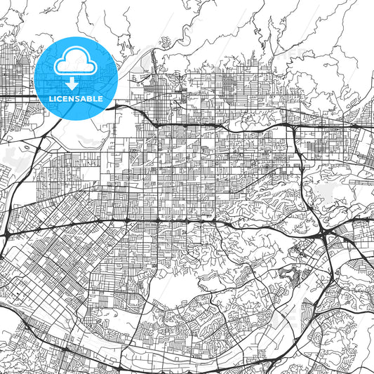 Covina, California - Area Map - Light