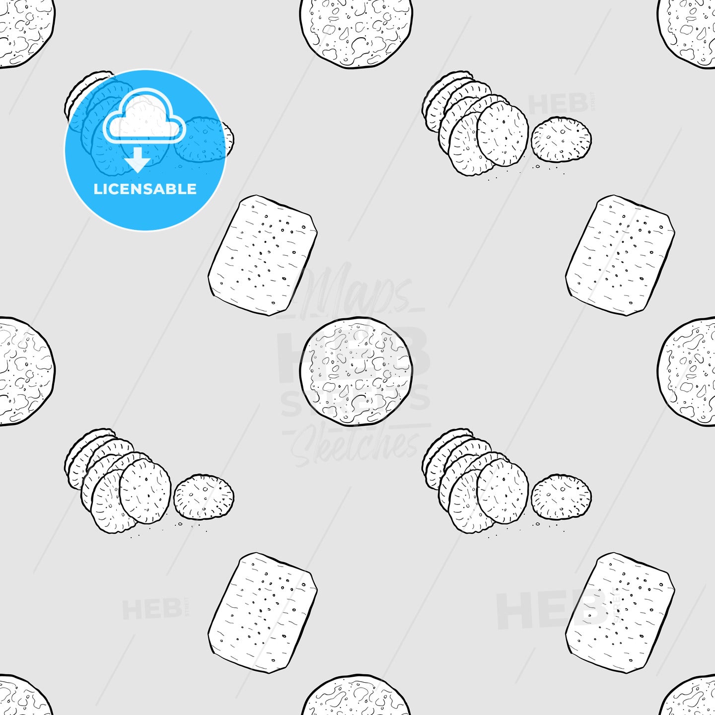 Cracker Seamless Pattern Greyscale Drawing – HEBSTREITS