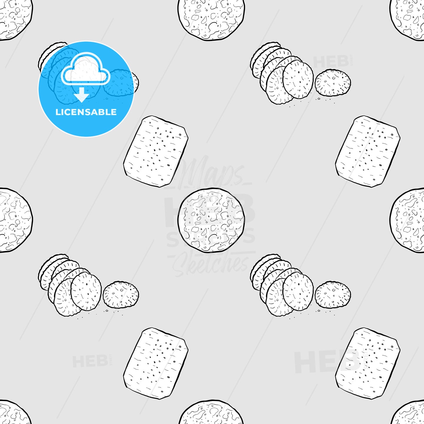 Cracker seamless pattern greyscale drawing – instant download