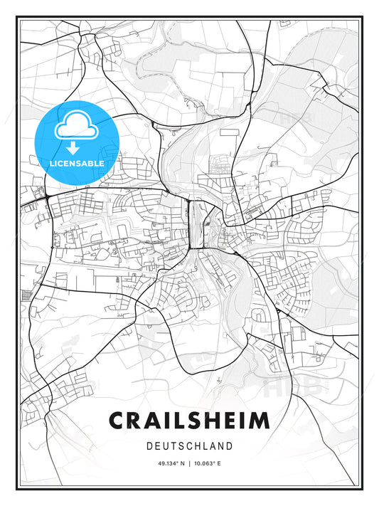 Crailsheim, Germany, Modern Print Template in Various Formats - HEBSTREITS Sketches