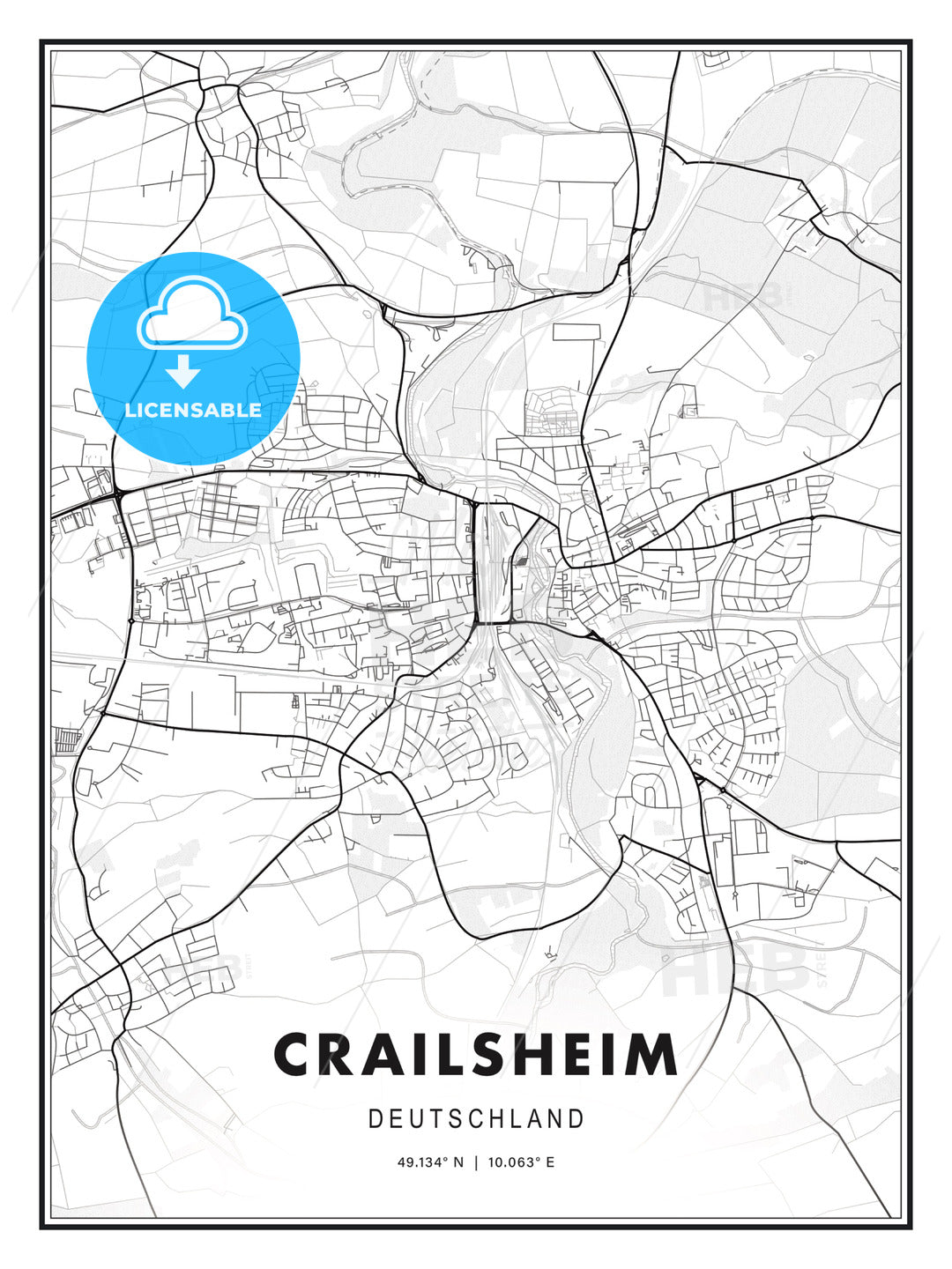 Crailsheim, Germany, Modern Print Template in Various Formats - HEBSTREITS Sketches