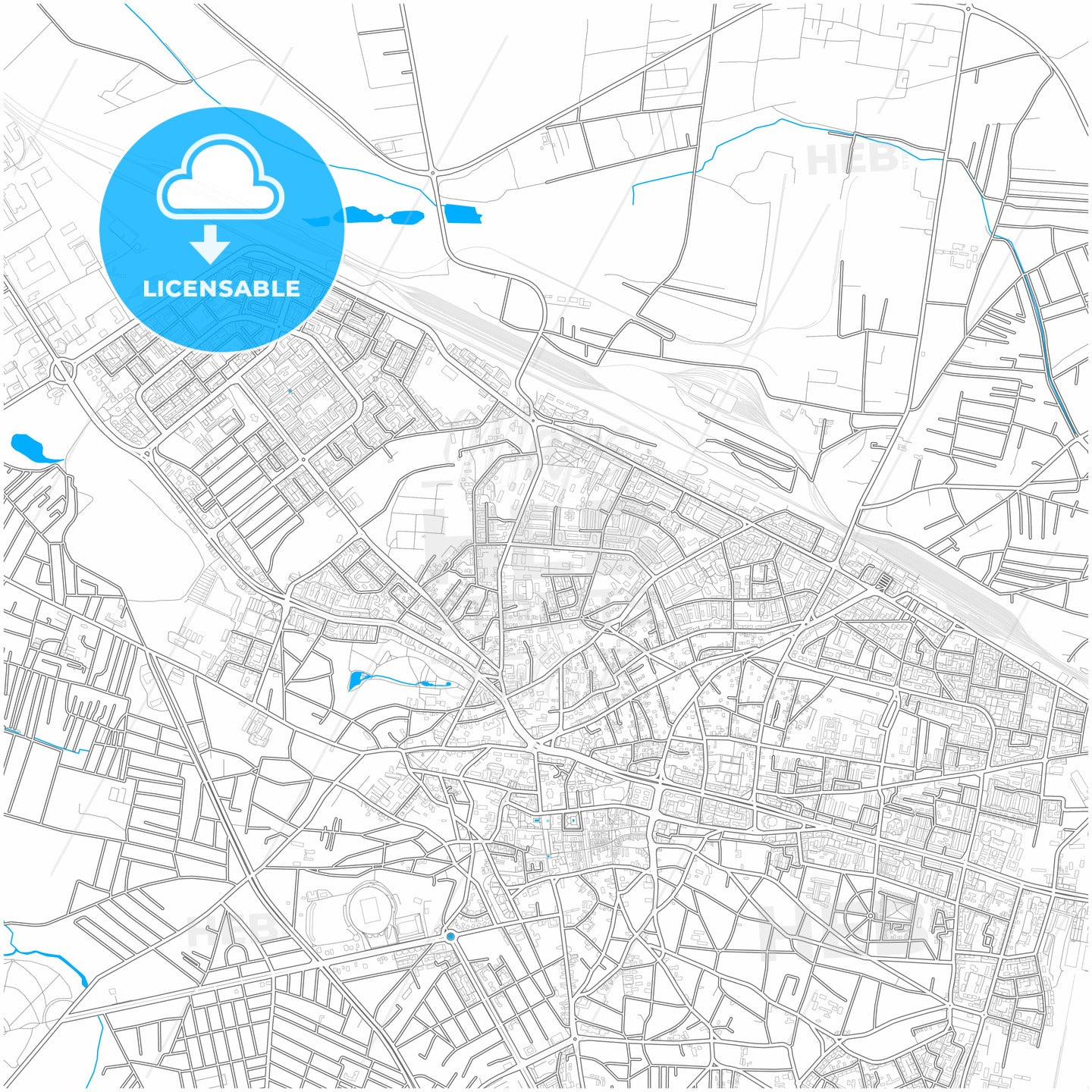 Craiova, Dolj, Romania, city map with high quality roads.