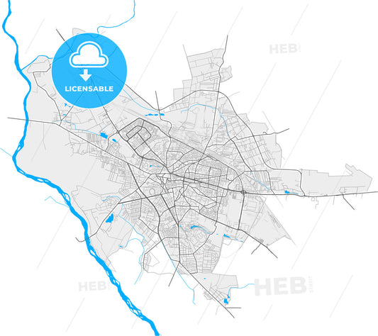 Craiova, Dolj, Romania, high quality vector map