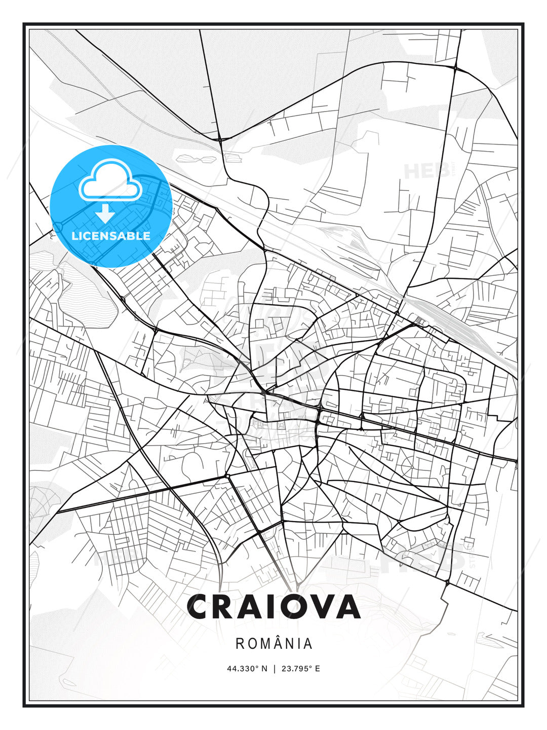 Craiova, Romania, Modern Print Template in Various Formats - HEBSTREITS Sketches