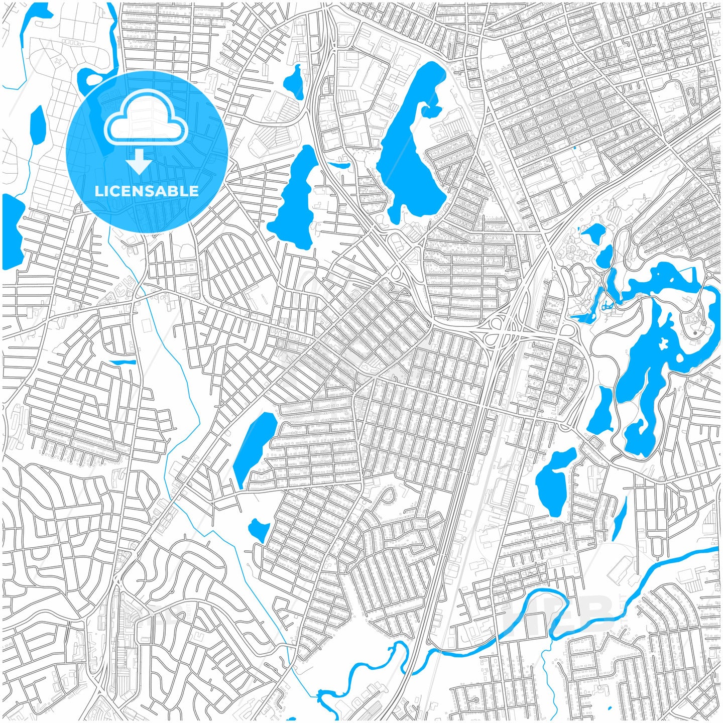 Cranston, Rhode Island, United States, city map with high quality roads.