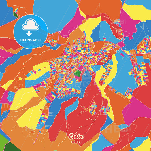 Crato, Brazil Crazy Colorful Street Map Poster Template - HEBSTREITS Sketches