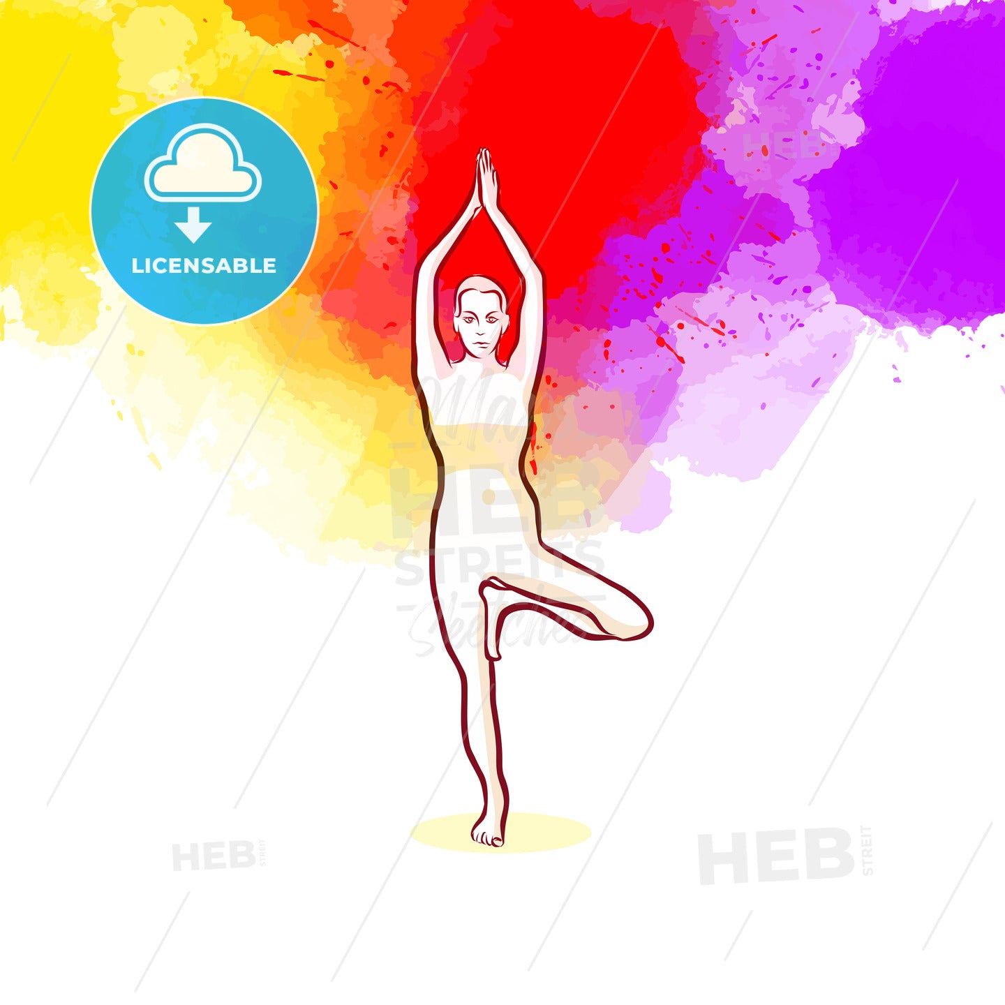 Creative Tree Pose Vrikshasana Yoga Pose – instant download