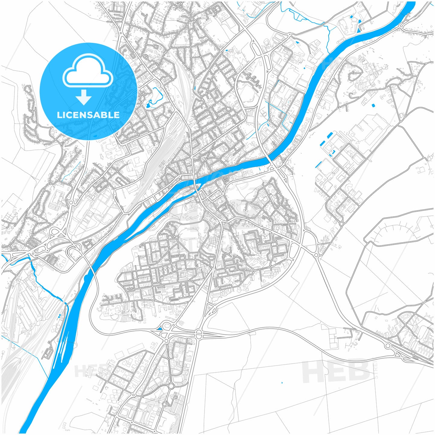 Creil, Oise, France, city map with high quality roads.