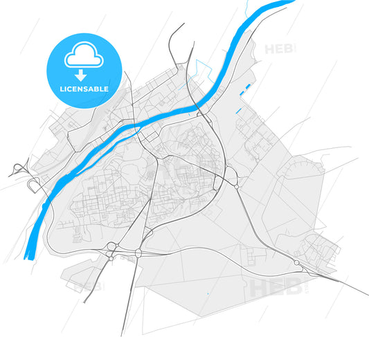 Creil, Oise, France, high quality vector map