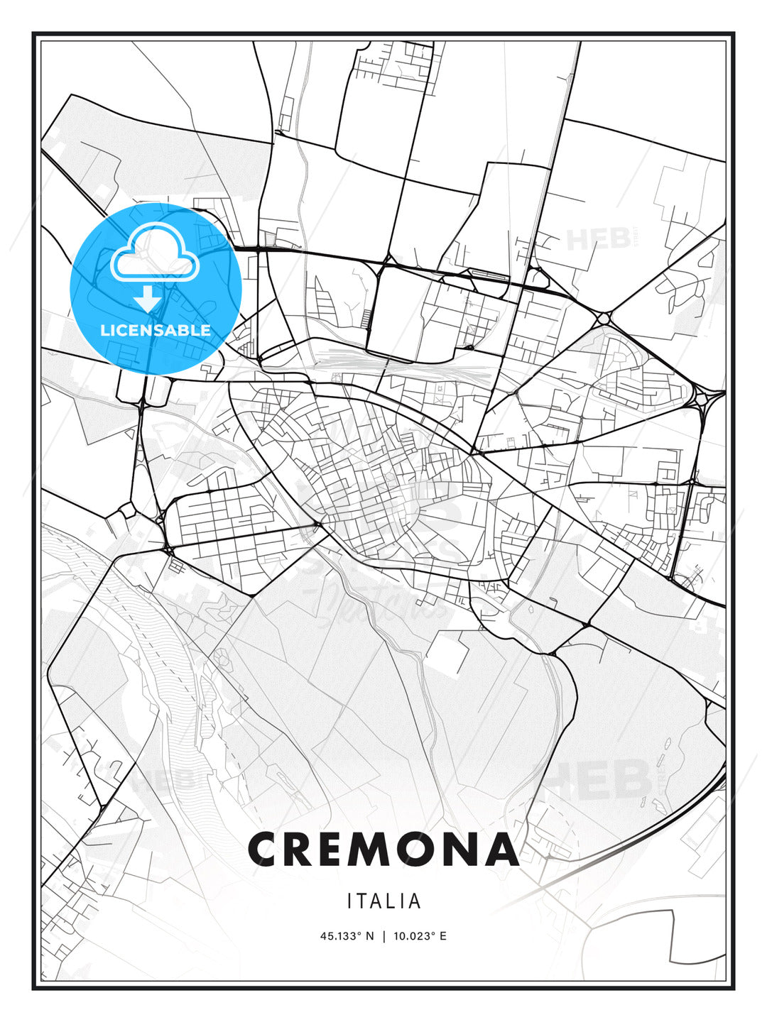 Cremona, Italy, Modern Print Template in Various Formats - HEBSTREITS Sketches