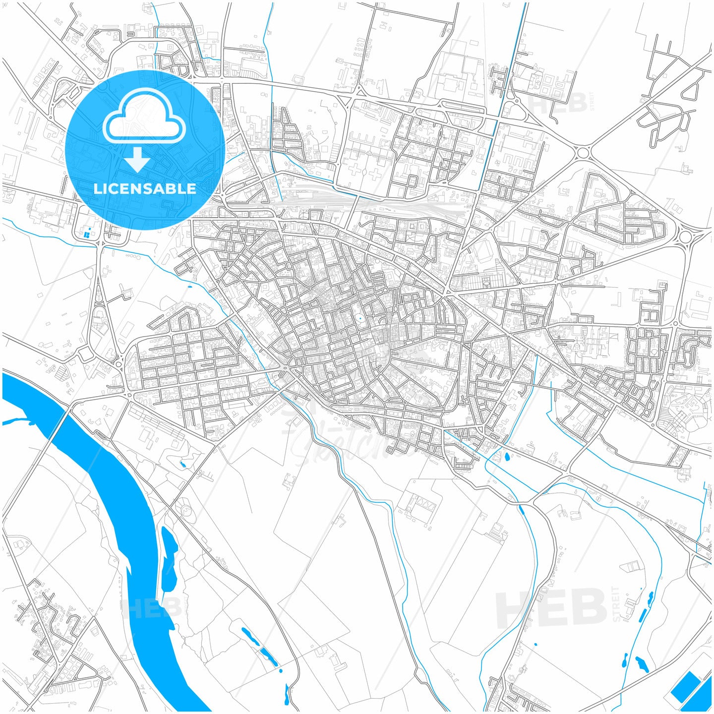 Cremona, Lombardy, Italy, city map with high quality roads.