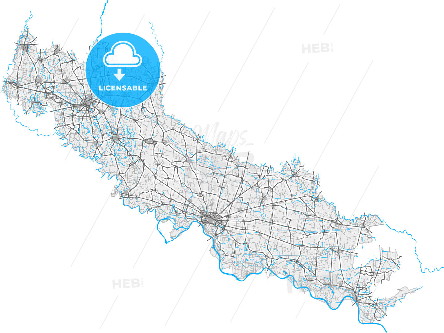 Cremona, Lombardy, Italy, high quality vector map