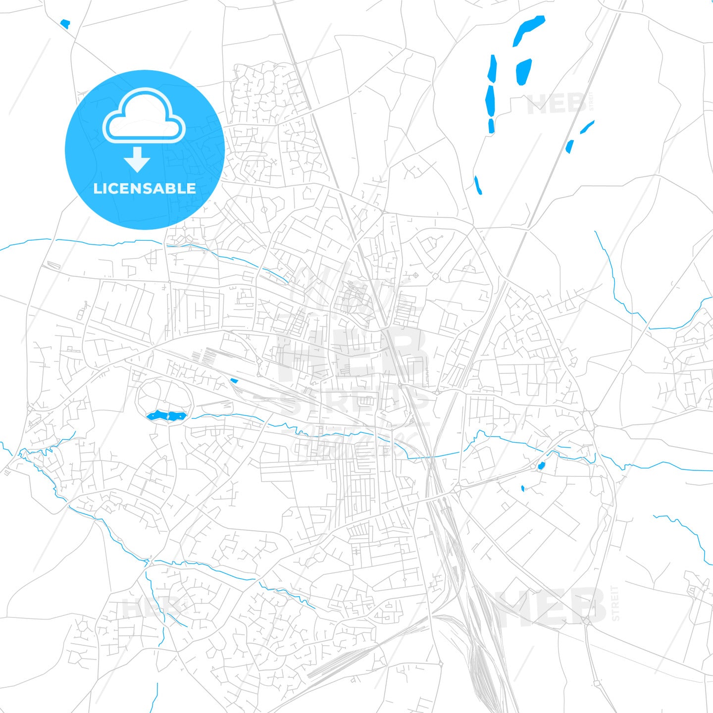 Crewe, England bright two-toned vector map