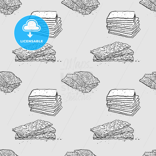 Crisp bread seamless pattern greyscale drawing – instant download