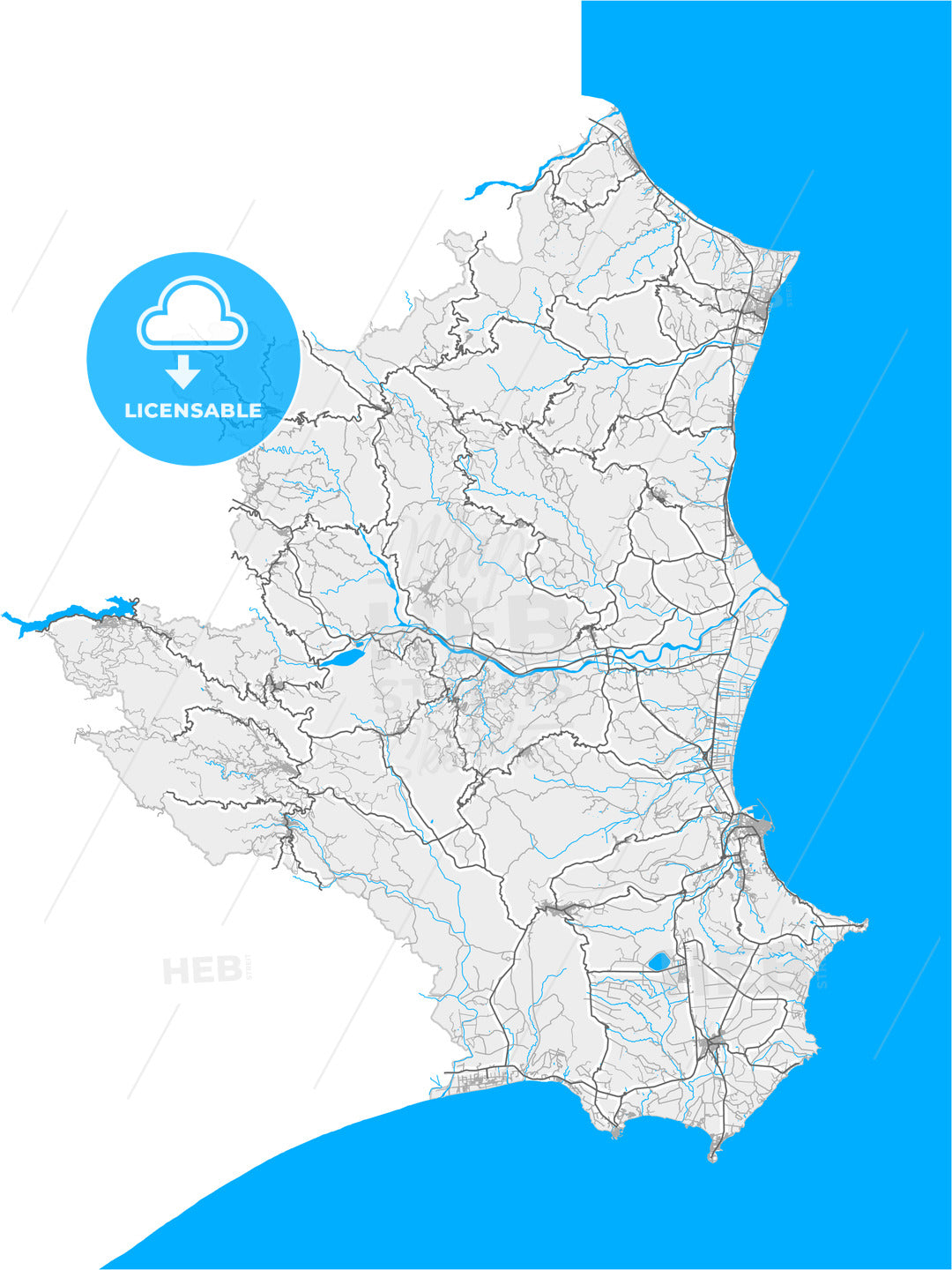 Crotone, Calabria, Italy, high quality vector map