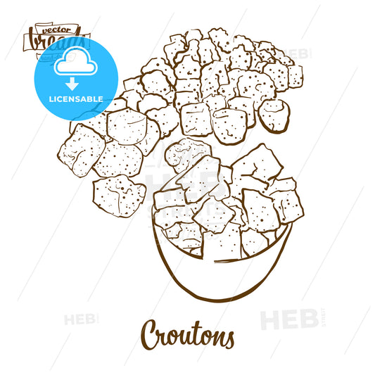 Croutons bread vector drawing – instant download