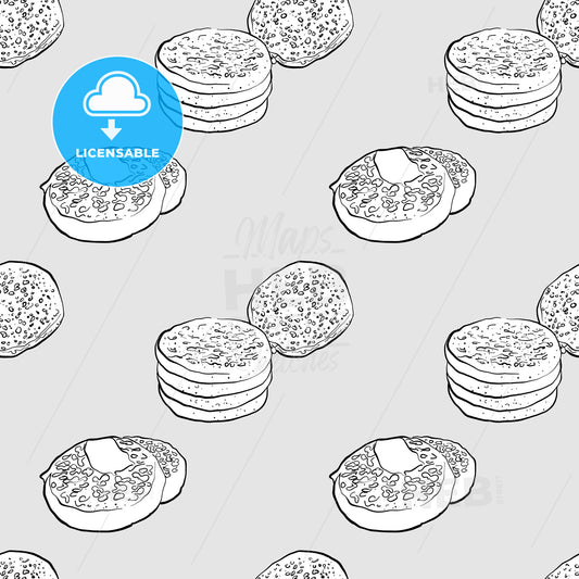 Crumpet seamless pattern greyscale drawing – instant download