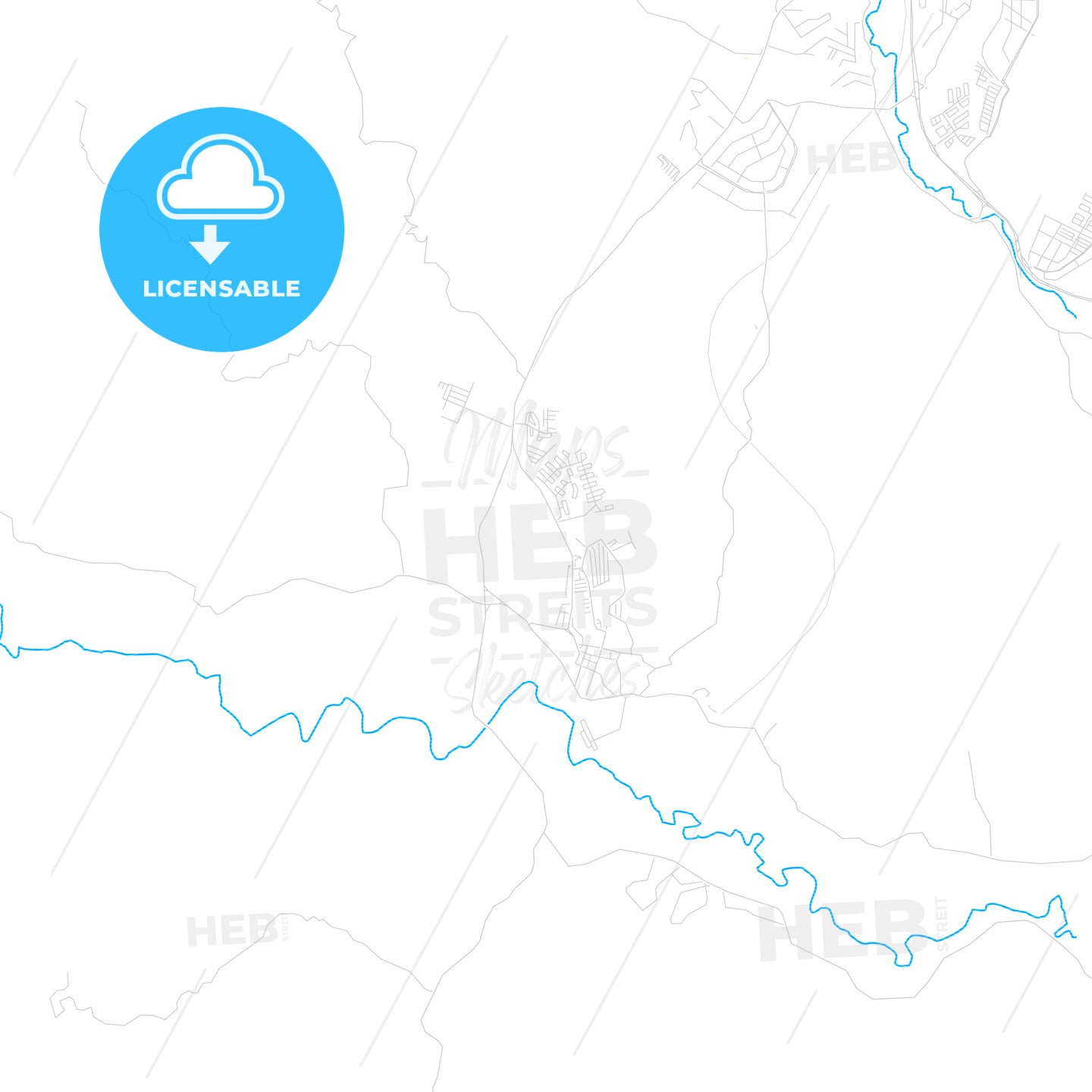 Cua, Venezuela PDF vector map with water in focus