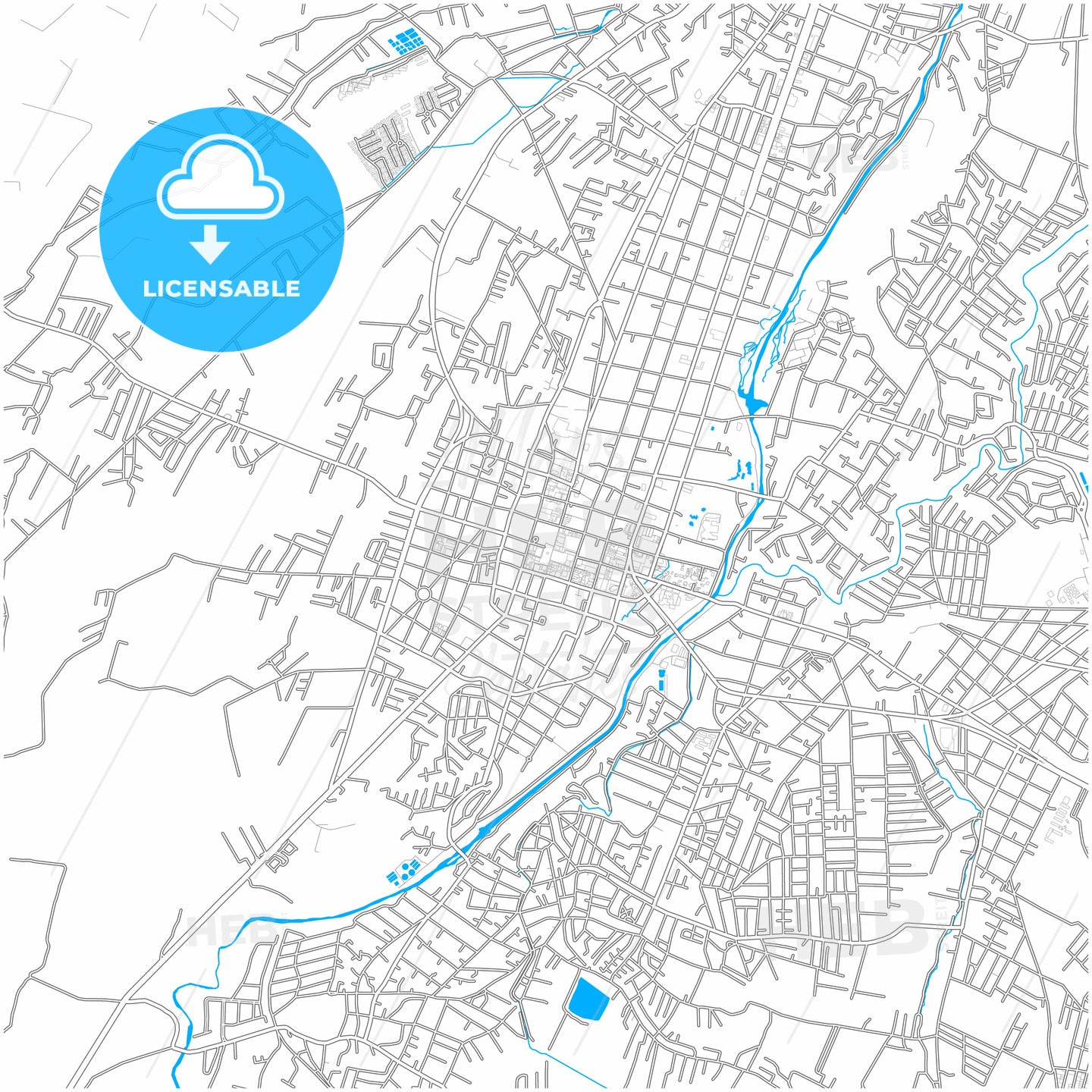 Cuautla, Morelos, Mexico, city map with high quality roads.