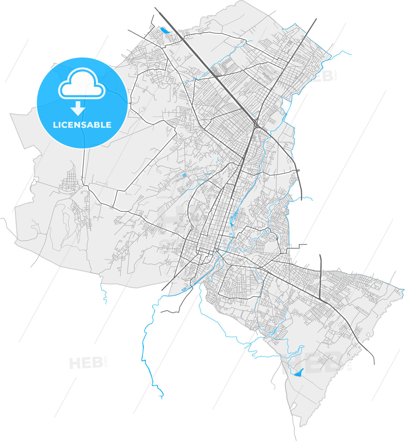 Cuautla, Morelos, Mexico, high quality vector map