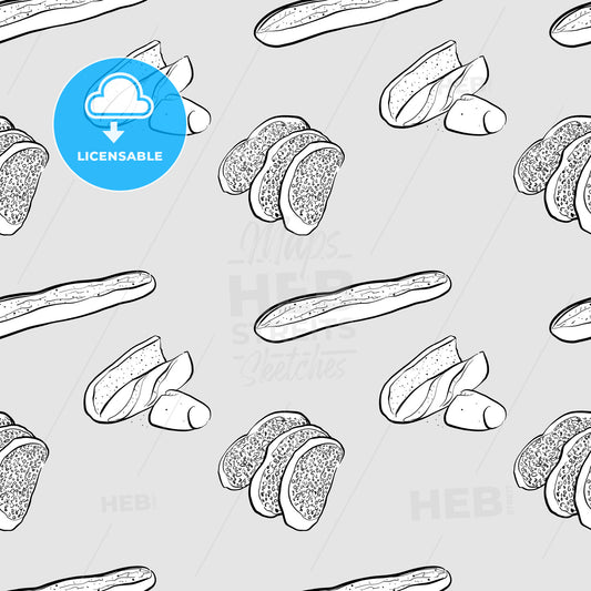Cuban bread seamless pattern greyscale drawing – instant download