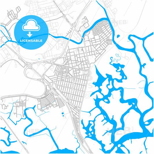 Cubatao, Brazil, city map with high quality roads.