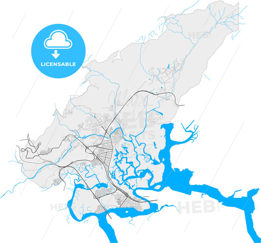 Cubatao, Brazil, high quality vector map