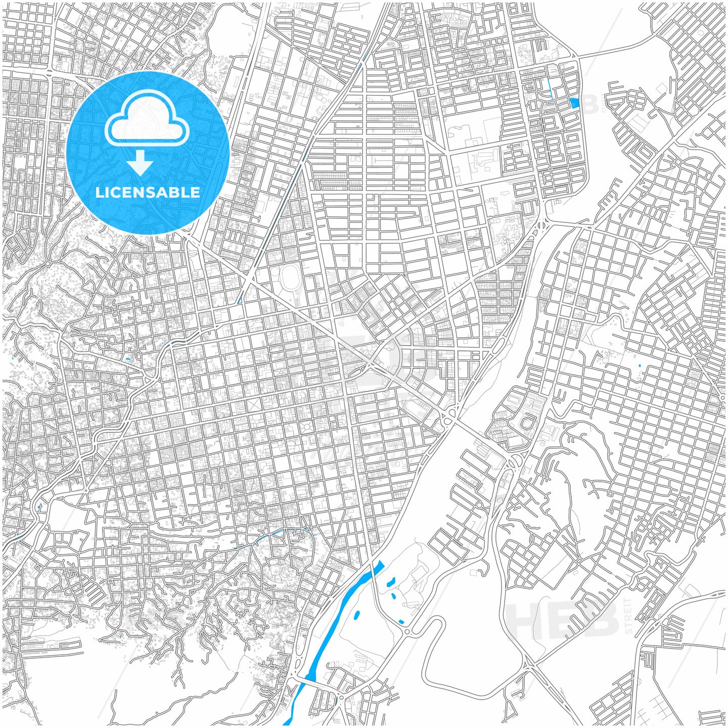 Cucuta, Colombia, city map with high quality roads.