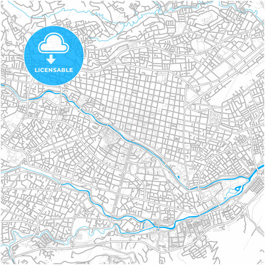 Cuenca, Ecuador, city map with high quality roads.