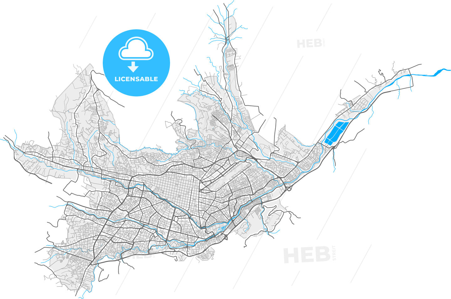 Cuenca, Ecuador, high quality vector map