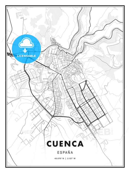 Cuenca, Spain, Modern Print Template in Various Formats - HEBSTREITS Sketches