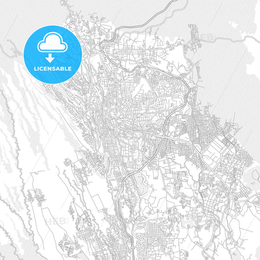 Cuernavaca, Morelos, Mexico, bright outlined vector map