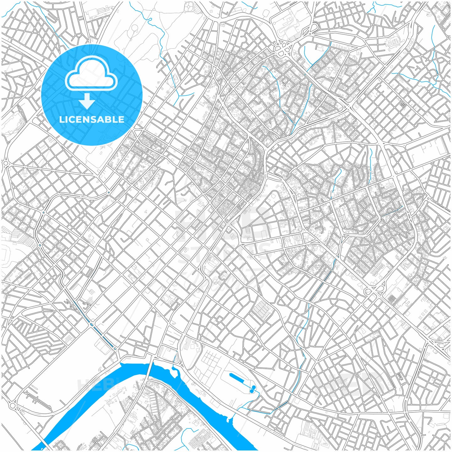 Cuiaba, Brazil, city map with high quality roads.