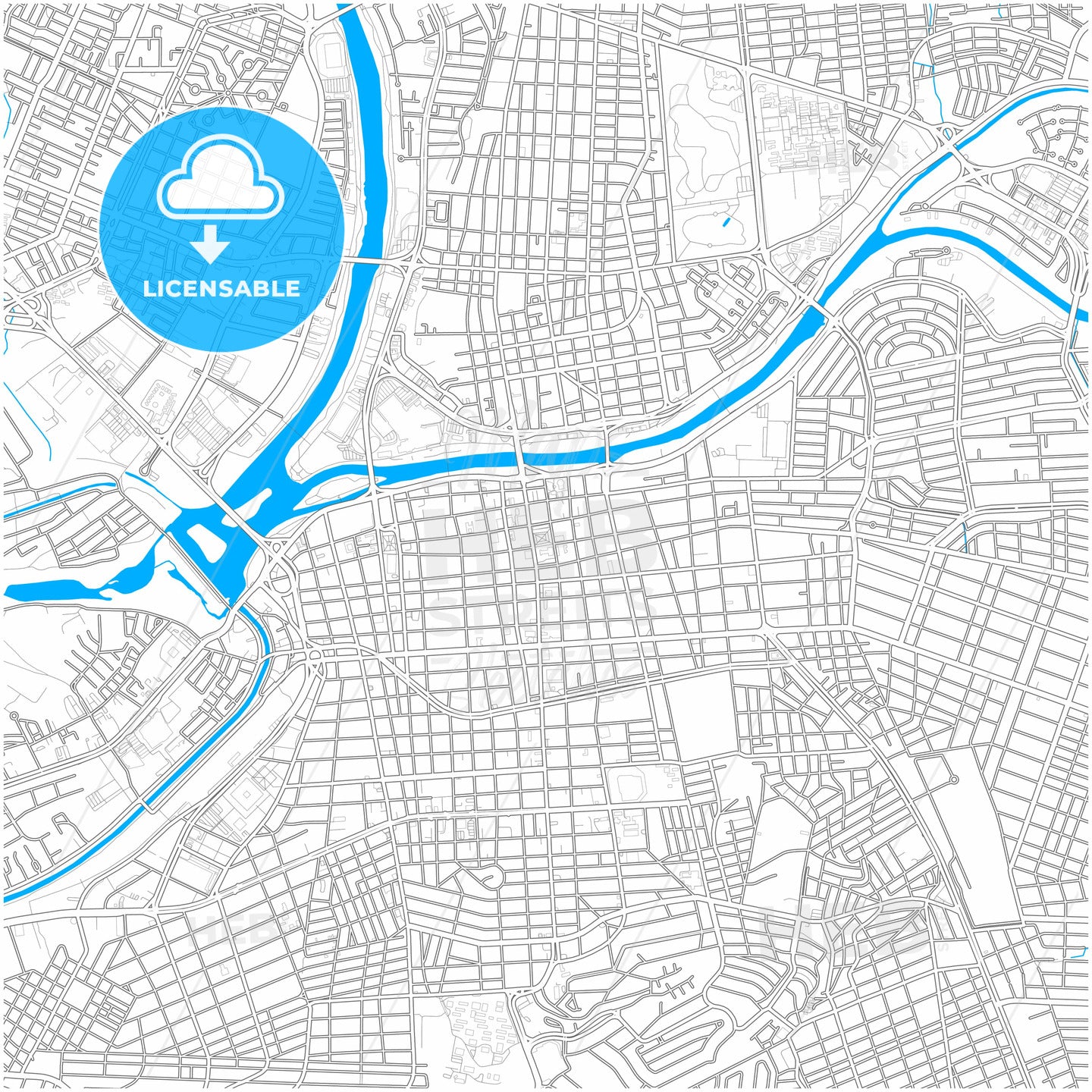 Culiacán, Sinaloa, Mexico, city map with high quality roads.