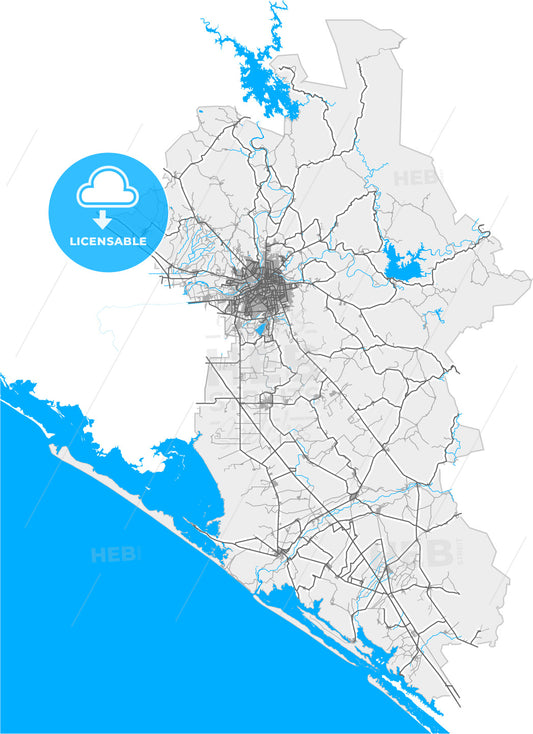 Culiacán, Sinaloa, Mexico, high quality vector map