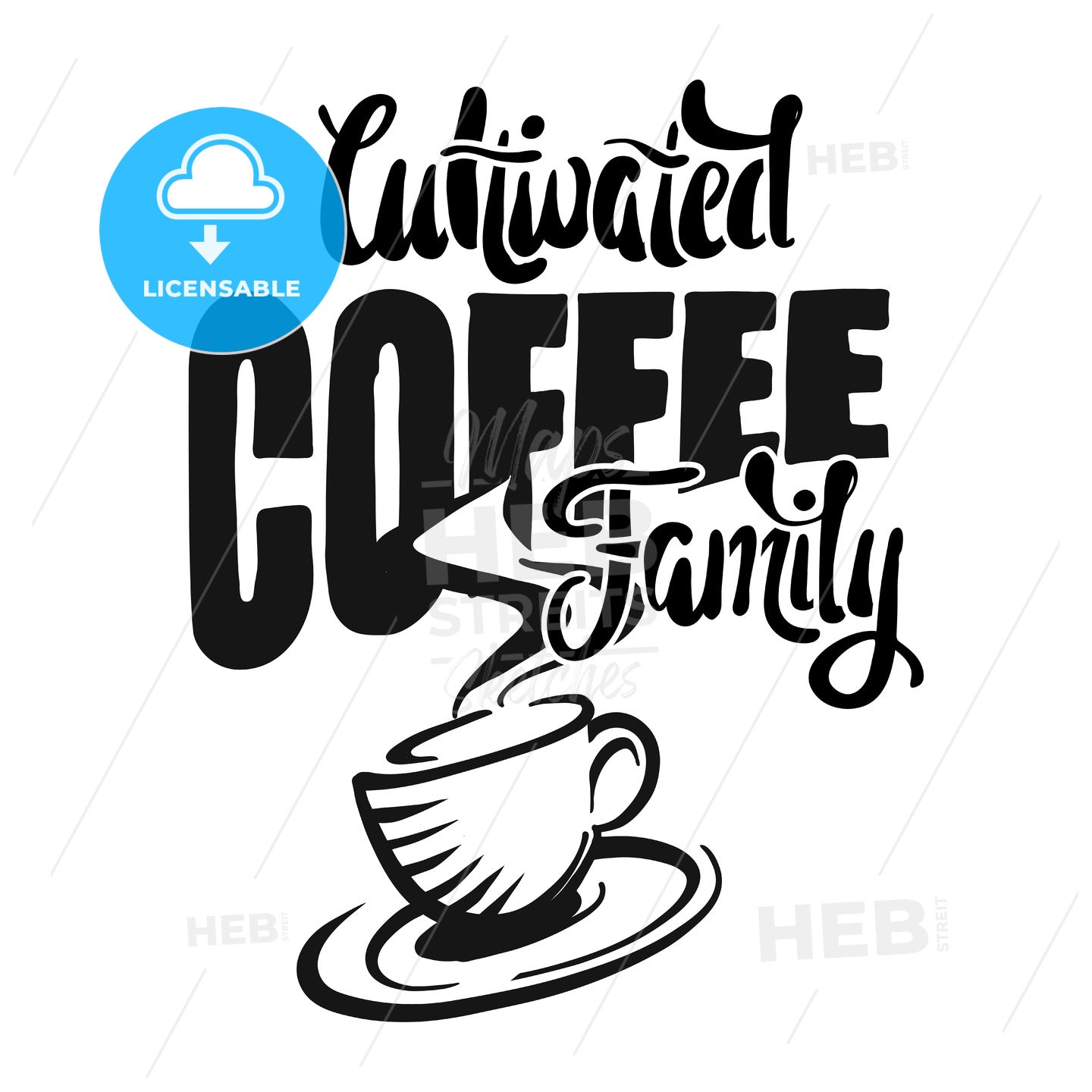 Cultivated coffee family - poster with coffee cup – instant download