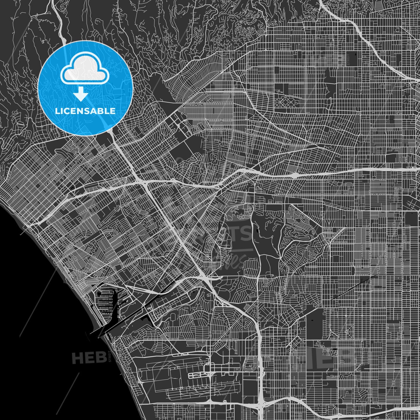 Culver City, California - Area Map - Dark
