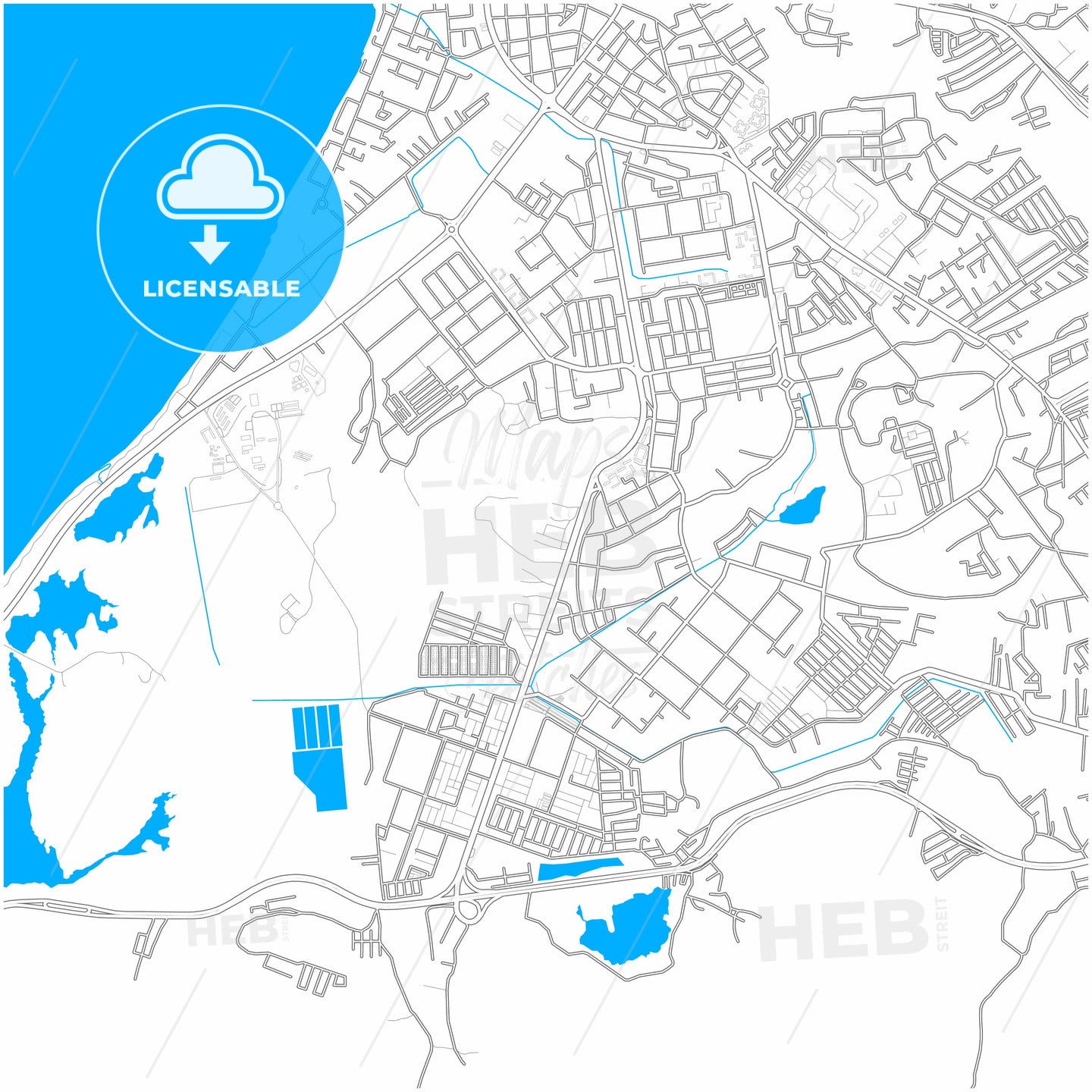 Cumana, Venezuela, city map with high quality roads.