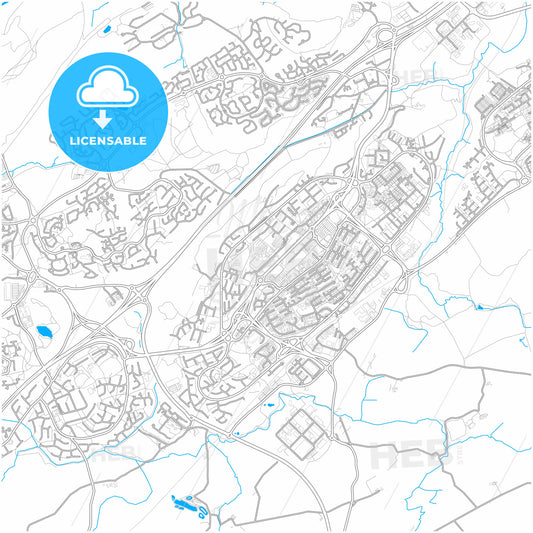 Cumbernauld, North Lanarkshire, Scotland, city map with high quality roads.