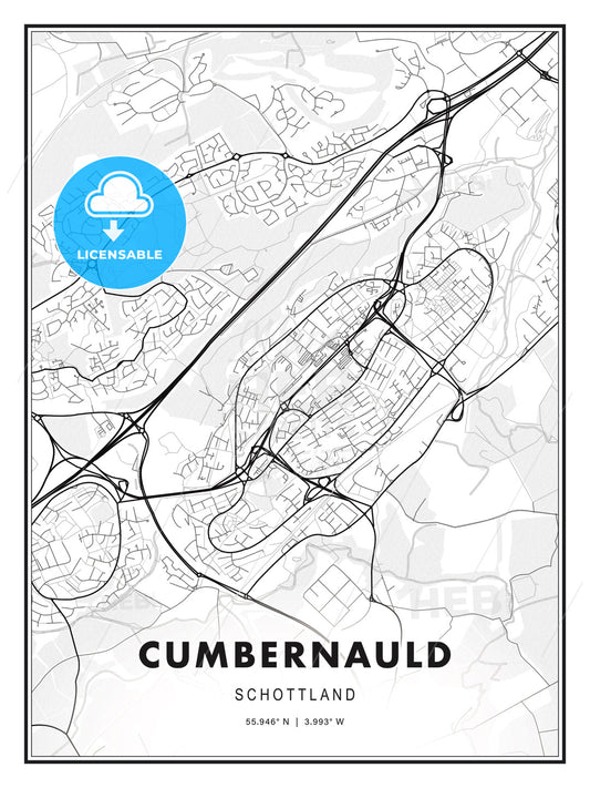 Cumbernauld, Schottland, Modern Print Template in Various Formats - HEBSTREITS Sketches
