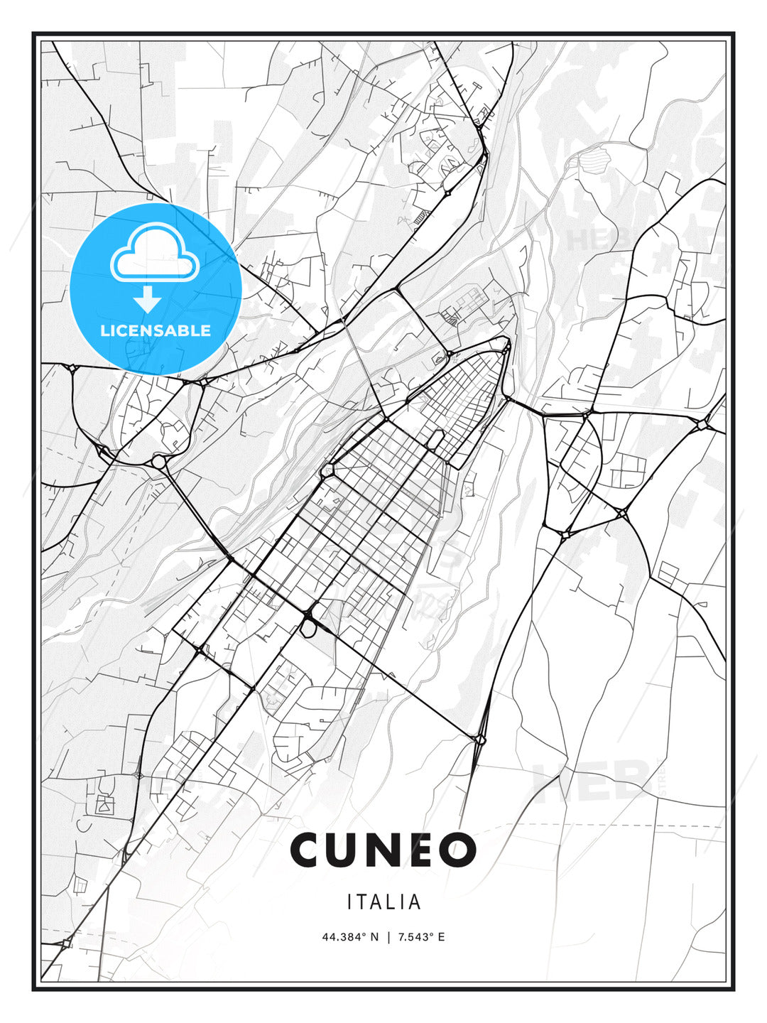 Cuneo, Italy, Modern Print Template in Various Formats - HEBSTREITS Sketches