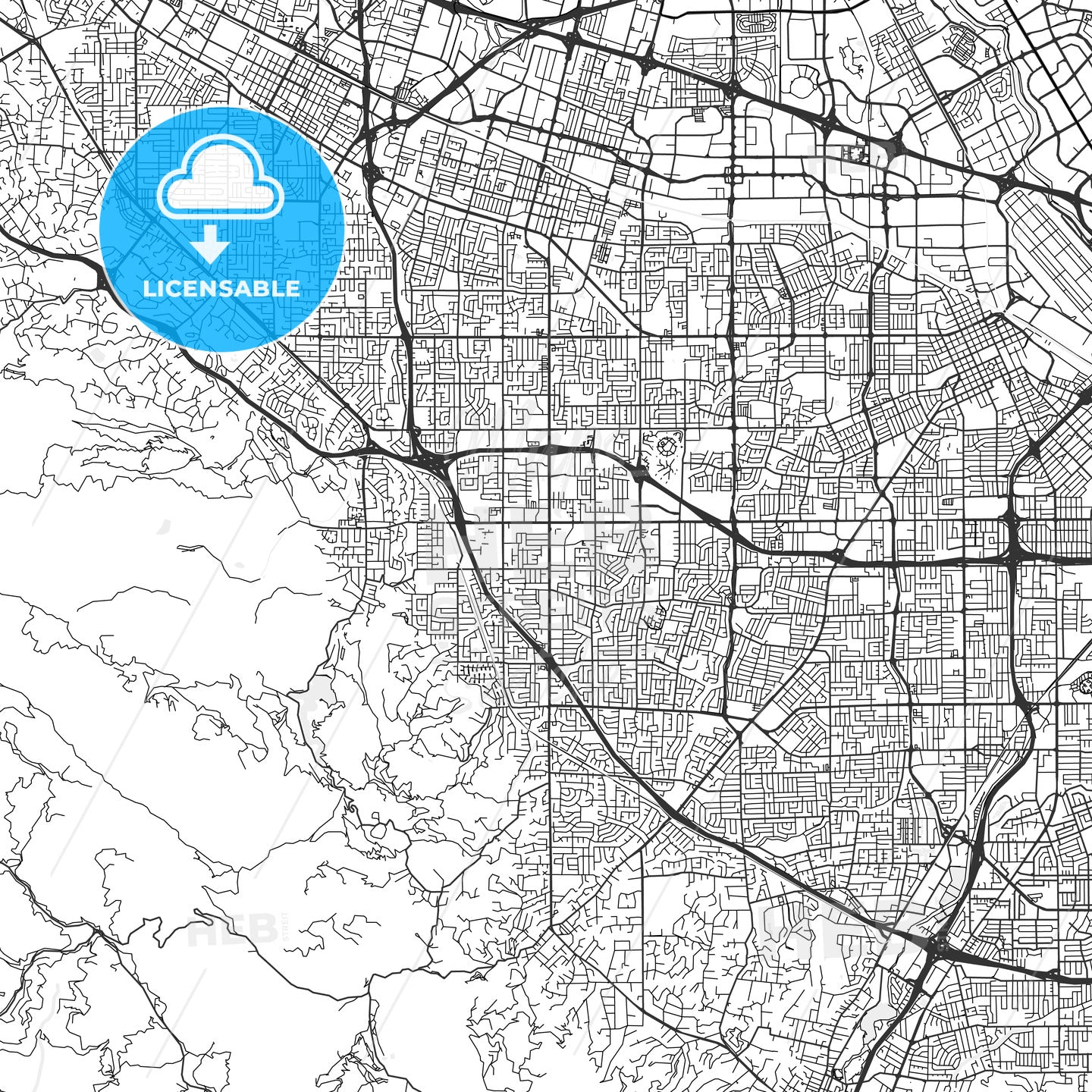 Cupertino, California - Area Map - Light